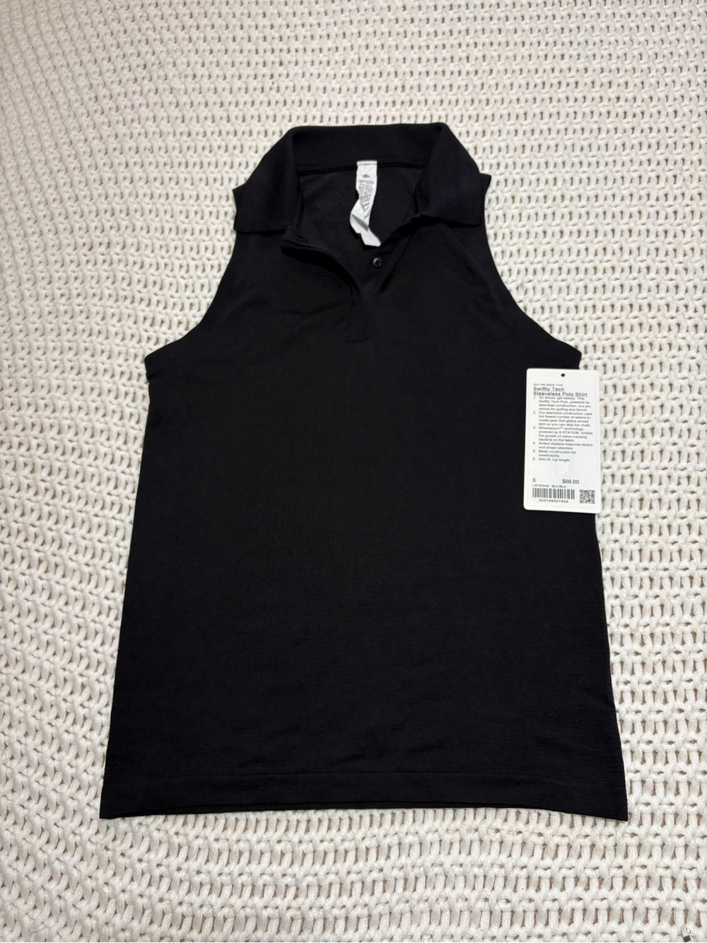 Lululemon swiftly tech sleeveless polo shirt in black size 6